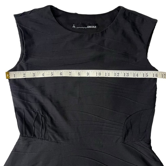 Chetta B Black Raised Ripple Fit and Flare Dress sz 6 - Picture 8 of 12